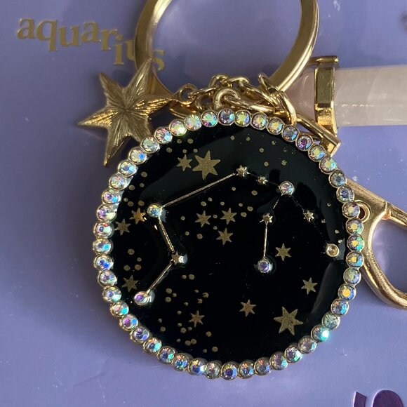 NWT Aquarius Zodiac Crystal Keychain Bag Charm Claire’s Celestial Whimsigoth - Picture 3 of 4